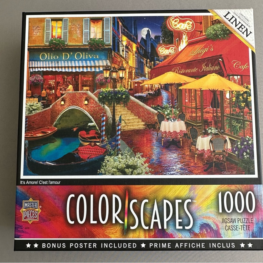 COLORSCAPES 1000pc Italian riverside cafe scene jigsaw puzzle.